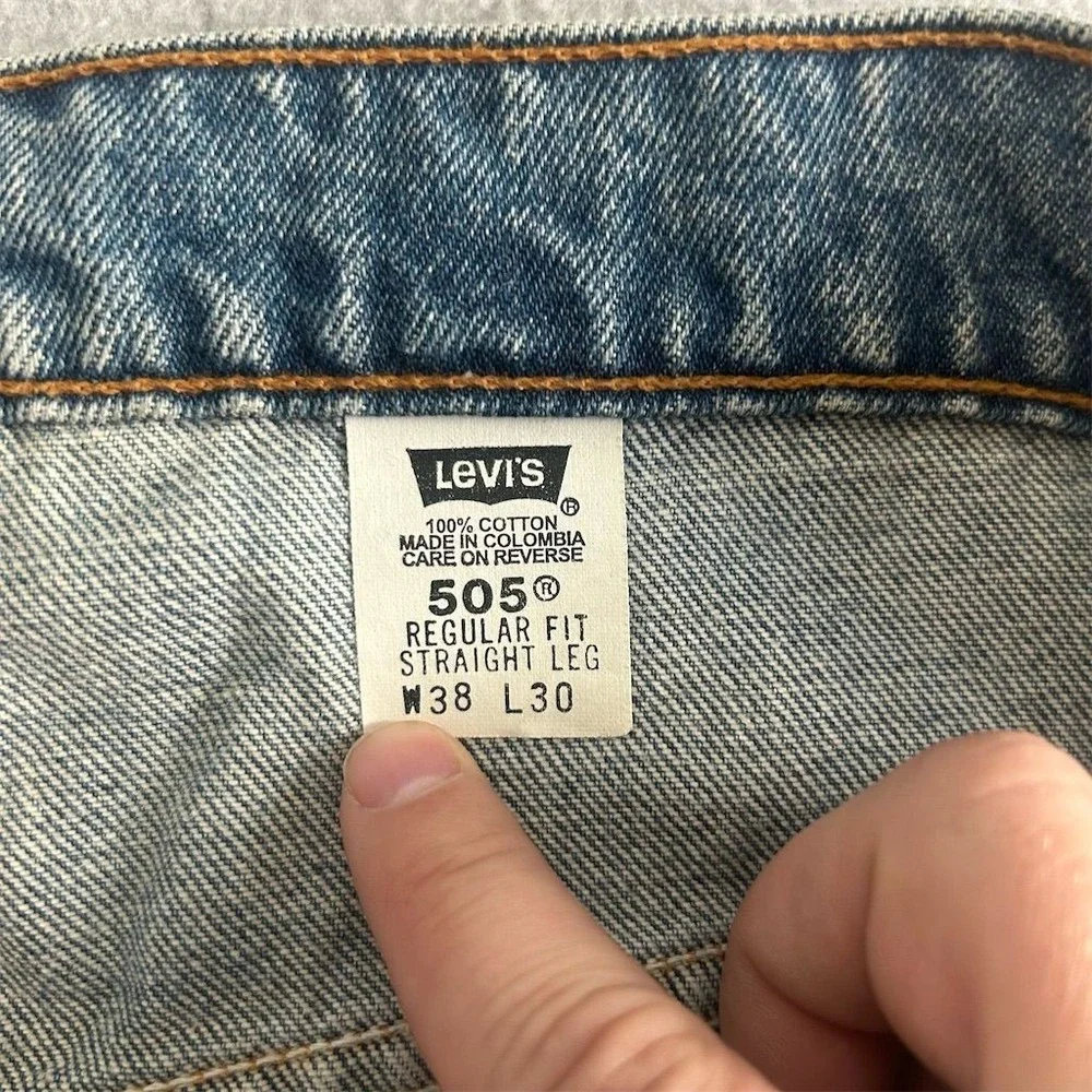Levi's 505 Jeans Mens Waist 36 Length 30 Blue Straight Leg Denim Vintage 90s Vtg